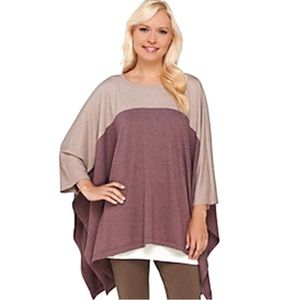 LOGO Heathered Mauve Lounge French Terry Poncho Top- Size XXXS-S